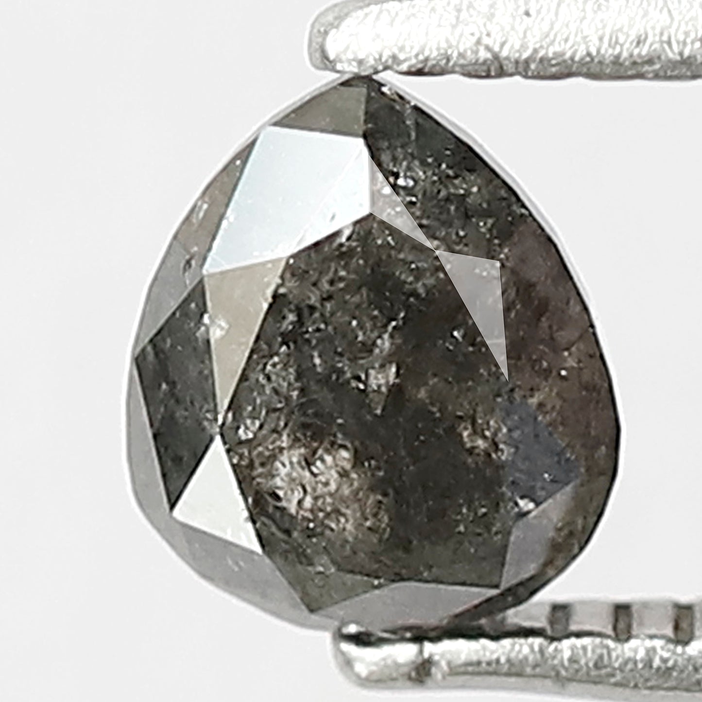 Natural 0.73 CT Pear Shape Diamond, 6.00 x 5.00 mm Gray Black Salt and Pepper Loose Diamond for Custom Ring
