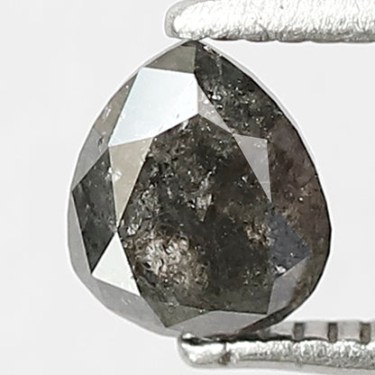 Natural 0.73 CT Pear Shape Diamond, 6.00 x 5.00 mm Gray Black Salt and Pepper Loose Diamond for Custom Ring