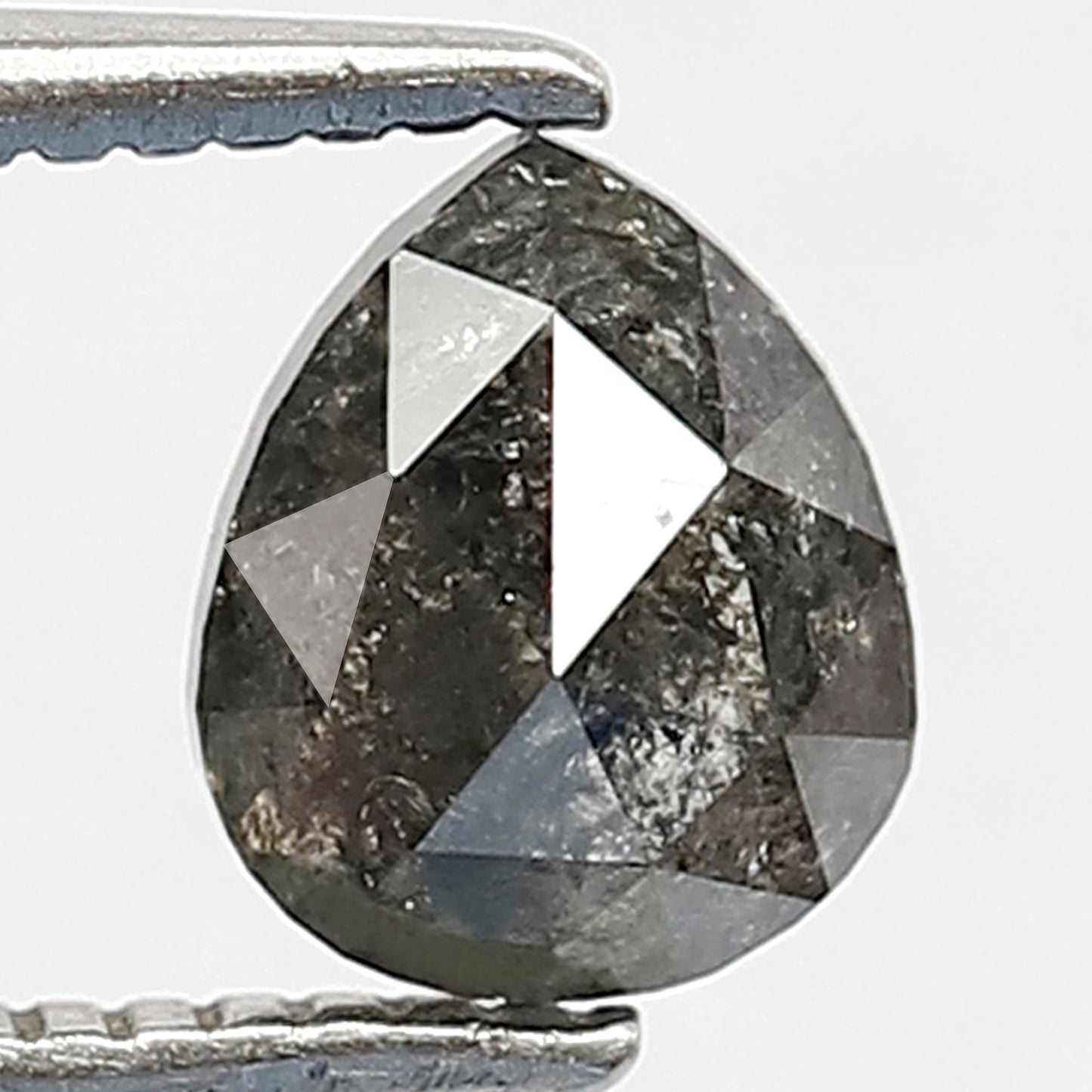 Natural 0.73 CT Pear Shape Diamond, 6.00 x 5.00 mm Gray Black Salt and Pepper Loose Diamond for Custom Ring