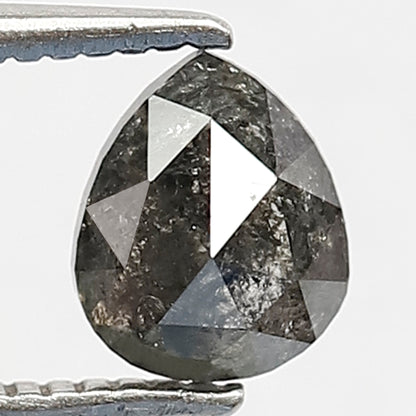 Natural 0.73 CT Pear Shape Diamond, 6.00 x 5.00 mm Gray Black Salt and Pepper Loose Diamond for Custom Ring
