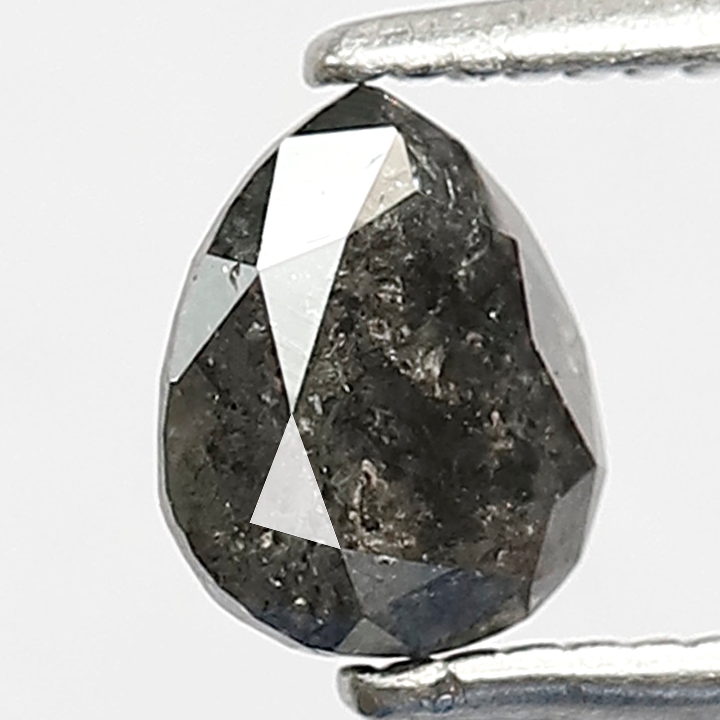 Natural 0.73 CT Pear Shape Diamond, 6.00 x 5.00 mm Gray Black Salt and Pepper Loose Diamond for Custom Ring