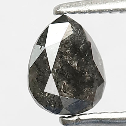 Natural 0.73 CT Pear Shape Diamond, 6.00 x 5.00 mm Gray Black Salt and Pepper Loose Diamond for Custom Ring