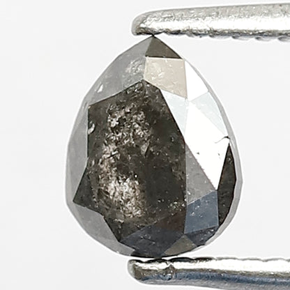 Natural 0.73 CT Pear Shape Diamond, 6.00 x 5.00 mm Gray Black Salt and Pepper Loose Diamond for Custom Ring