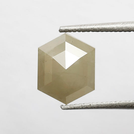 1.57 CT Elongated Hexagon Shape 7.90 MM Greenish Color Loose Natural opaque Rustic  Diamond For Diamond Band
