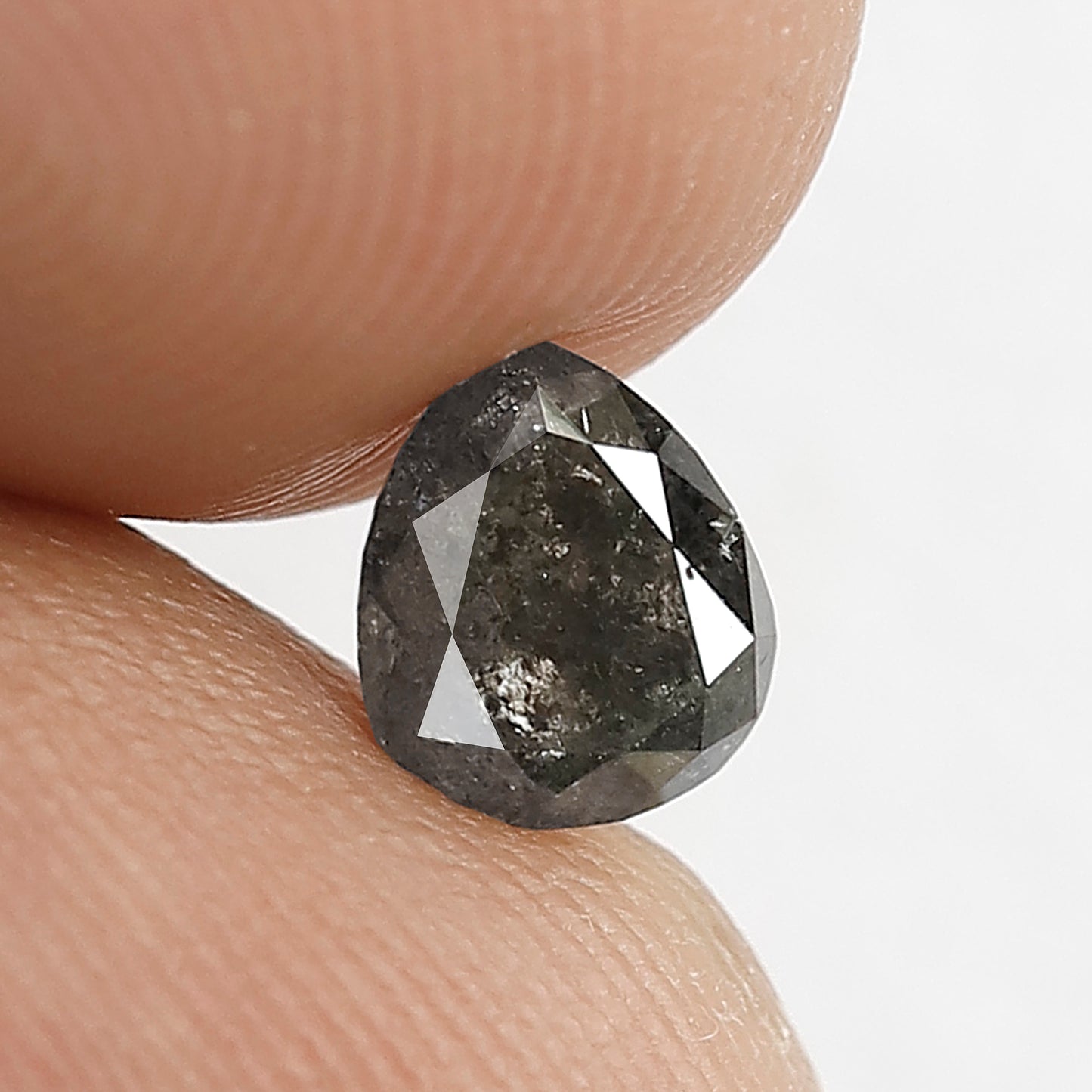 Natural 0.73 CT Pear Shape Diamond, 6.00 x 5.00 mm Gray Black Salt and Pepper Loose Diamond for Custom Ring