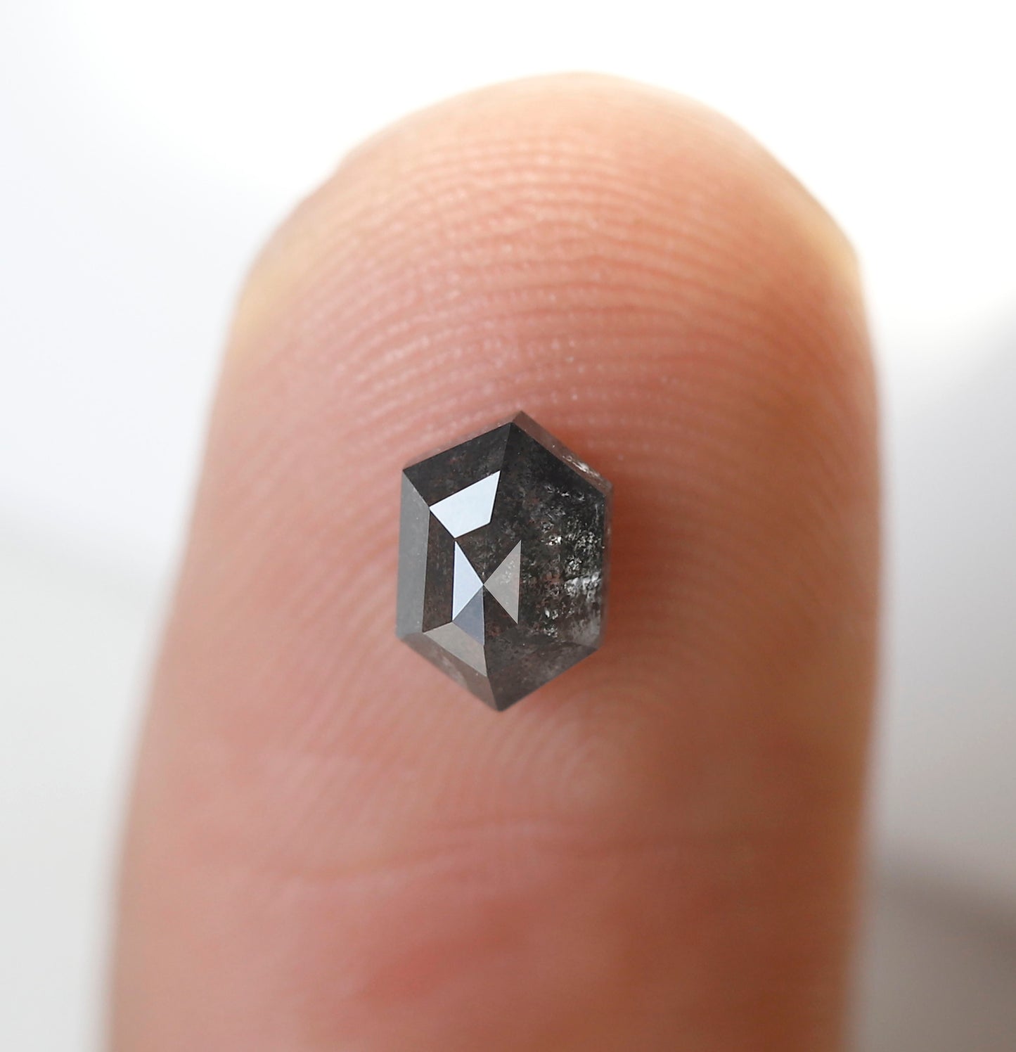 0.75 Ct Hexagon Salt and Pepper Diamond, Gray Black Natural Loose Diamond, 6.40 mm Wedding Band Stone