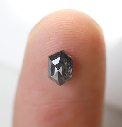 0.75 Ct Hexagon Salt and Pepper Diamond, Gray Black Natural Loose Diamond, 6.40 mm Wedding Band Stone