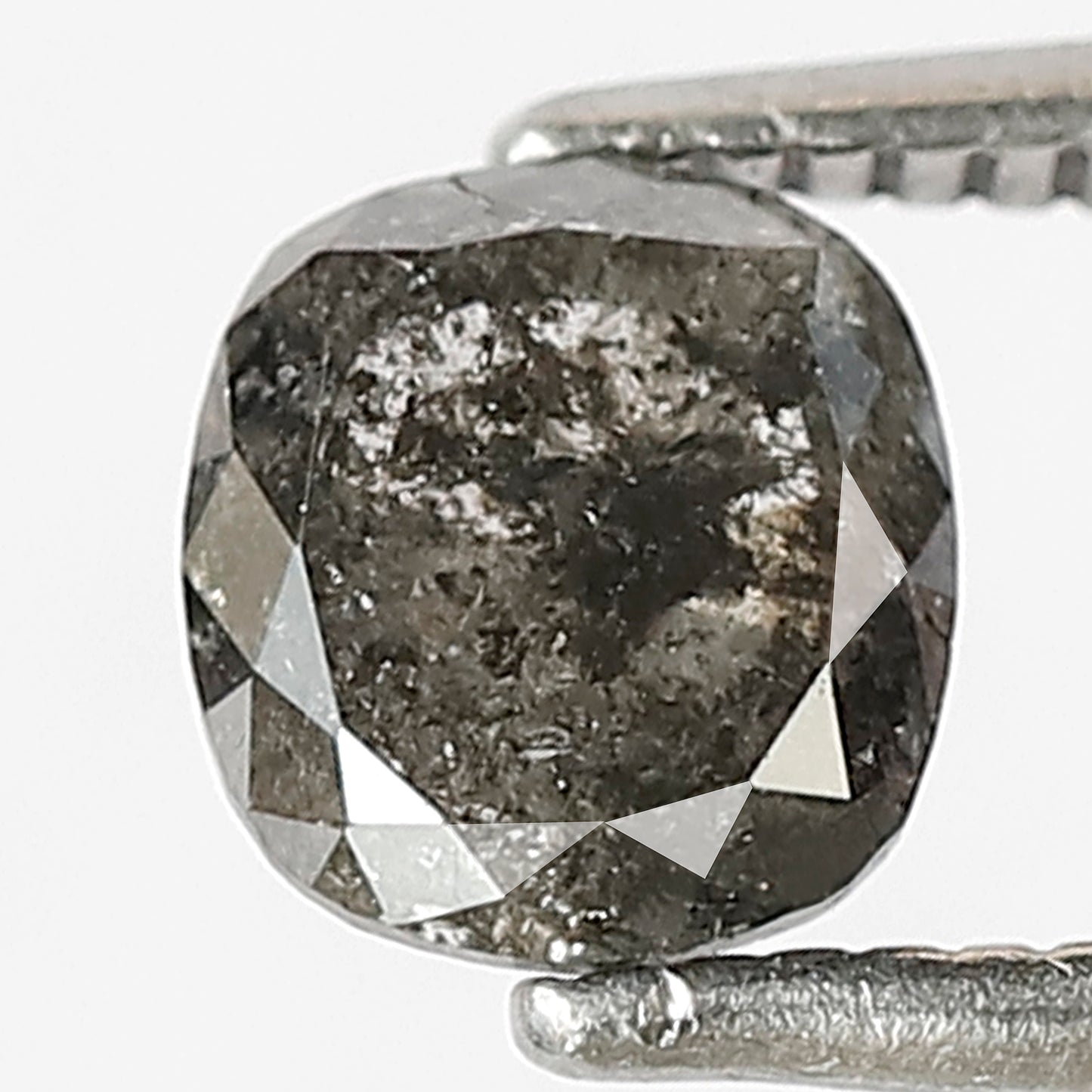 0.95 CT Cushion cut Ethical Salt and Pepper Diamond, Gray Black Loose Diamond, Natural Stone for Engagement Jewelry