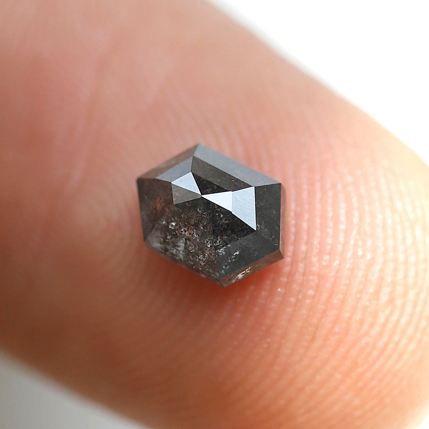 0.75 Ct Hexagon Salt and Pepper Diamond, Gray Black Natural Loose Diamond, 6.40 mm Wedding Band Stone