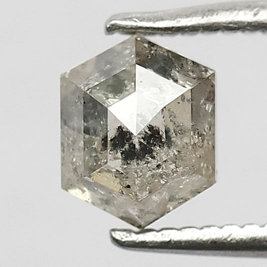 0.90 CT 6 MM Hexagon Shape Salt and Pepper Loose Diamond made for six Prong Setting Rings