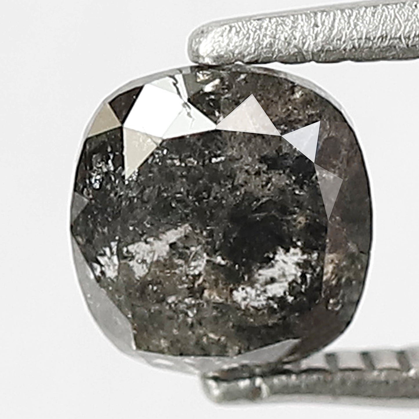 0.95 CT Cushion cut Ethical Salt and Pepper Diamond, Gray Black Loose Diamond, Natural Stone for Engagement Jewelry