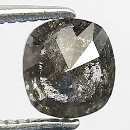0.95 CT Cushion cut Ethical Salt and Pepper Diamond, Gray Black Loose Diamond, Natural Stone for Engagement Jewelry