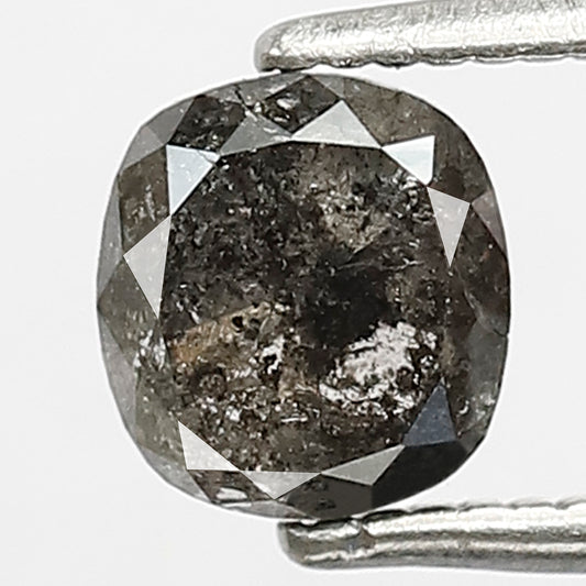 0.95 CT Cushion cut Ethical Salt and Pepper Diamond, Gray Black Loose Diamond, Natural Stone for Engagement Jewelry