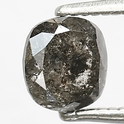 0.95 CT Cushion cut Ethical Salt and Pepper Diamond, Gray Black Loose Diamond, Natural Stone for Engagement Jewelry