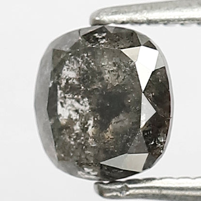 0.95 CT Cushion cut Ethical Salt and Pepper Diamond, Gray Black Loose Diamond, Natural Stone for Engagement Jewelry