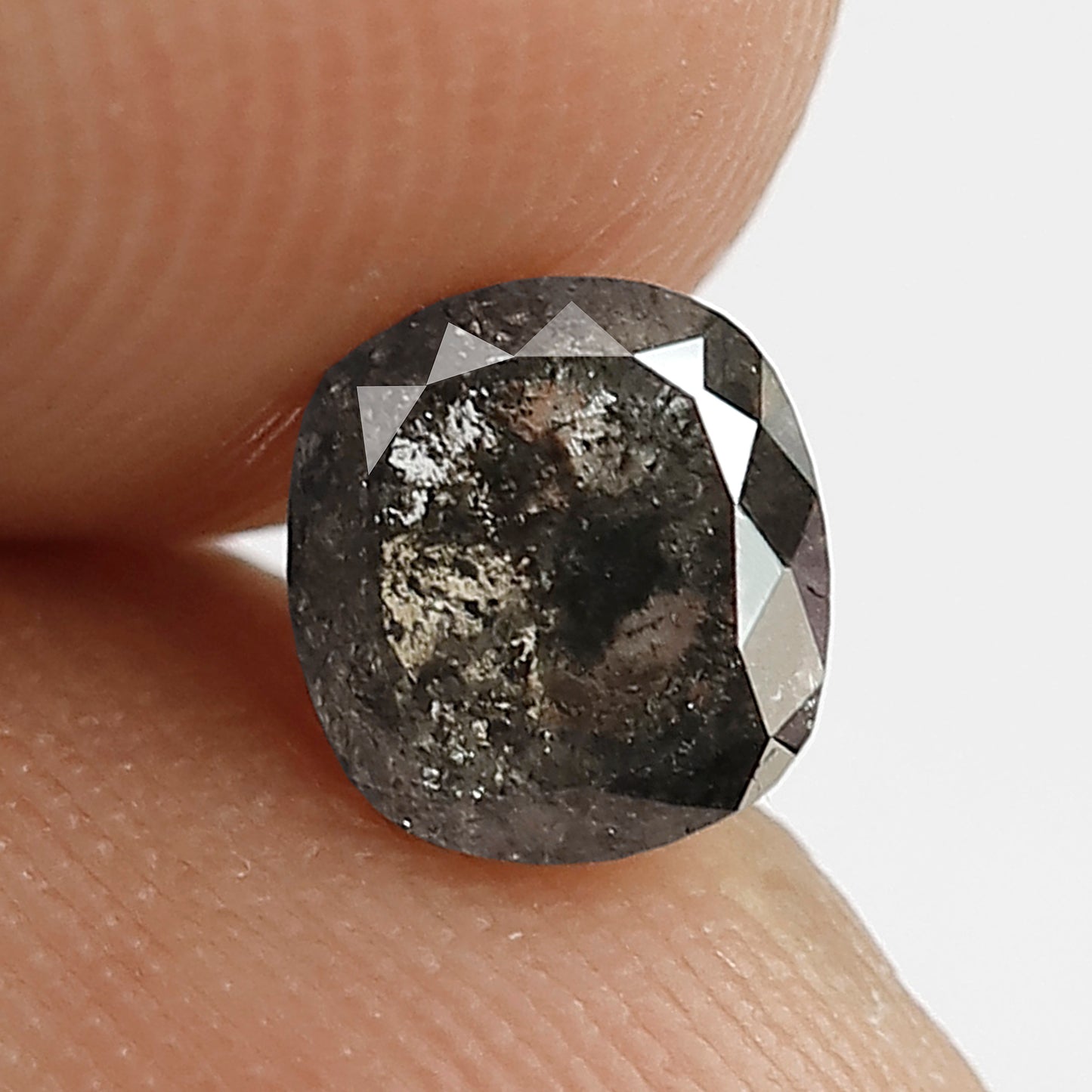 0.95 CT Cushion cut Ethical Salt and Pepper Diamond, Gray Black Loose Diamond, Natural Stone for Engagement Jewelry