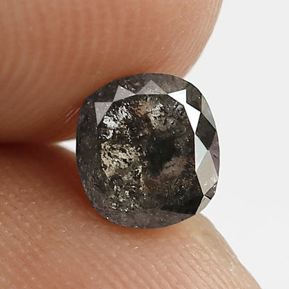 0.95 CT Cushion cut Ethical Salt and Pepper Diamond, Gray Black Loose Diamond, Natural Stone for Engagement Jewelry