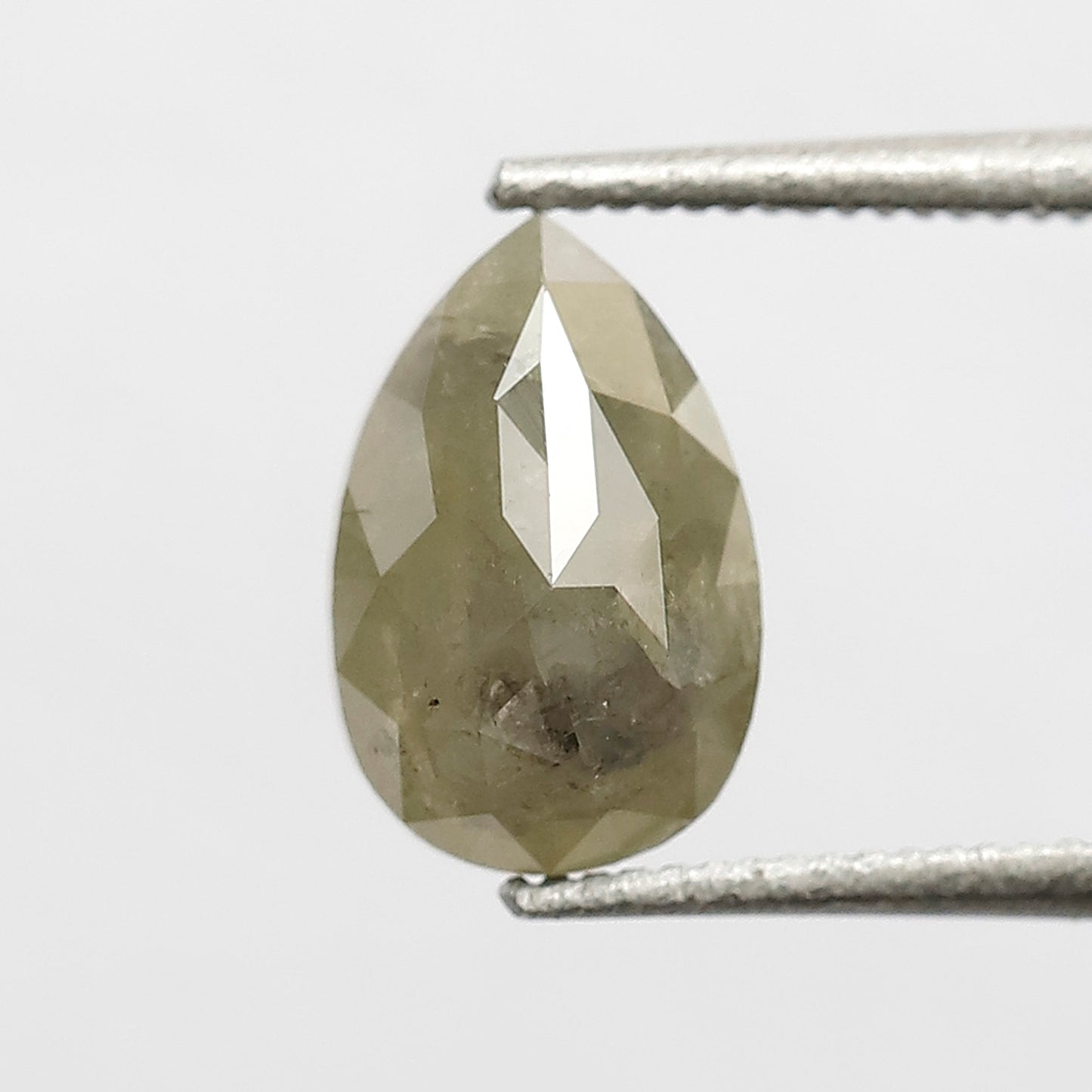 1.46 CT 8.40 MM Greenish Grey Color Pear Cut Natural Loose Rustic Diamond For Engagement Ring