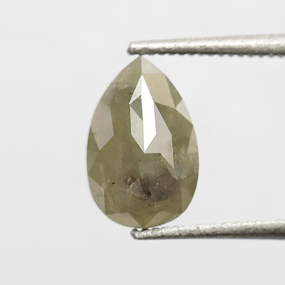 1.46 CT 8.40 MM Greenish Grey Color Pear Cut Natural Loose Rustic Diamond For Engagement Ring