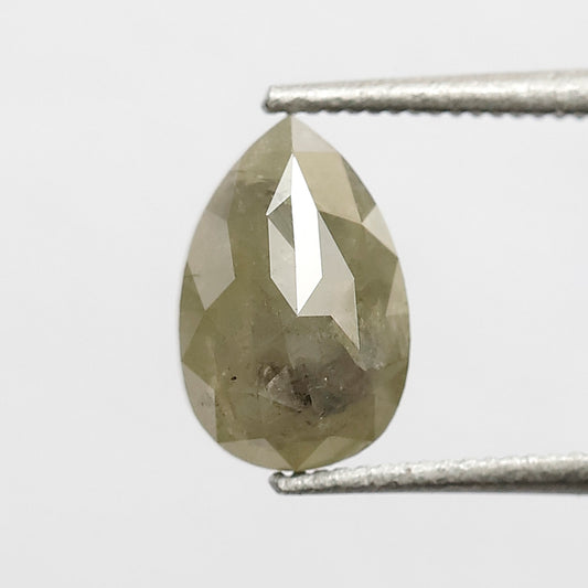 1.46 CT 8.40 MM Greenish Grey Color Pear Cut Natural Loose Rustic Diamond For Engagement Ring