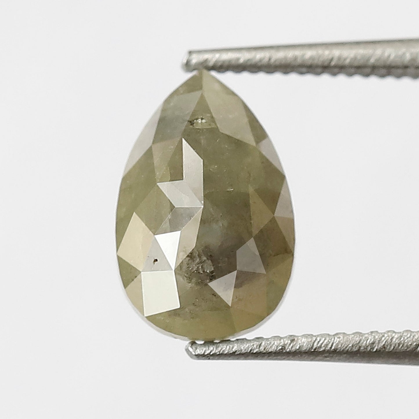 1.46 CT 8.40 MM Greenish Grey Color Pear Cut Natural Loose Rustic Diamond For Engagement Ring