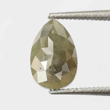 1.46 CT 8.40 MM Greenish Grey Color Pear Cut Natural Loose Rustic Diamond For Engagement Ring