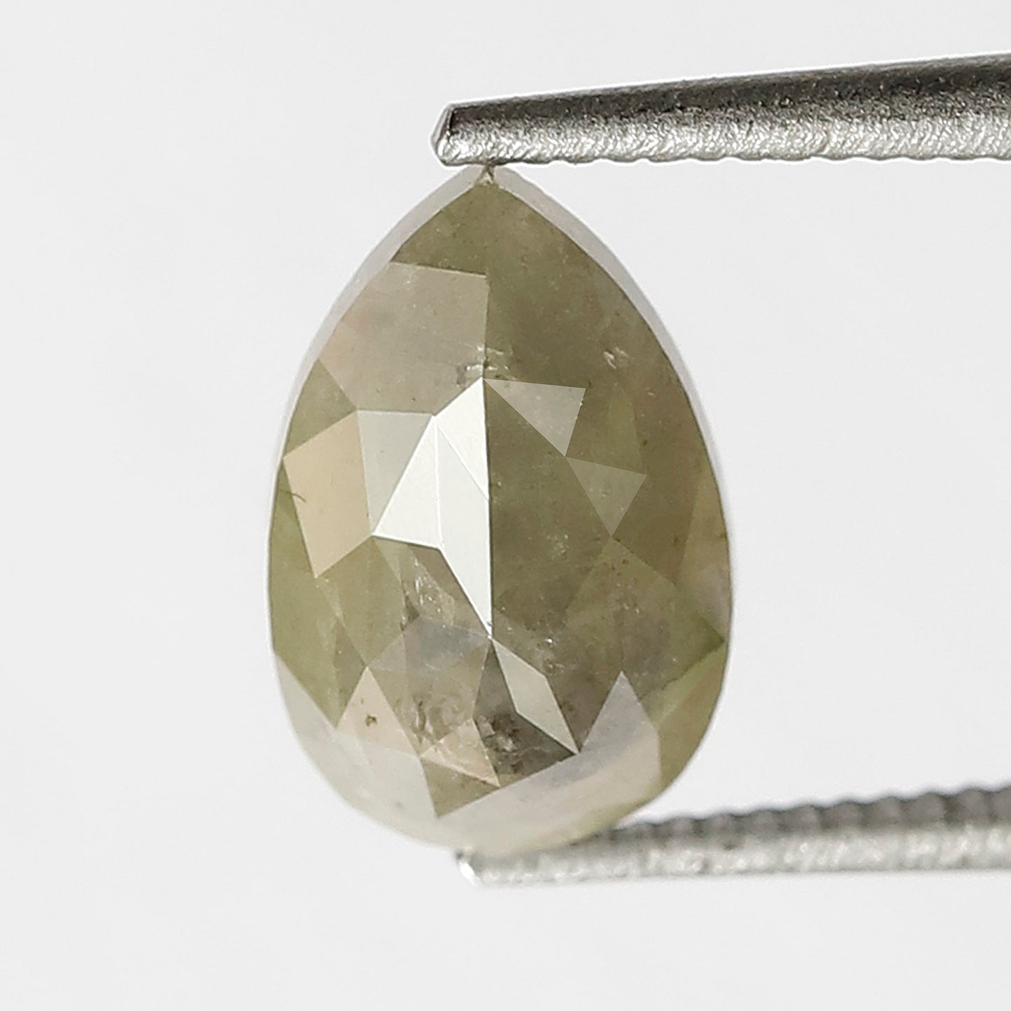 1.46 CT 8.40 MM Greenish Grey Color Pear Cut Natural Loose Rustic Diamond For Engagement Ring