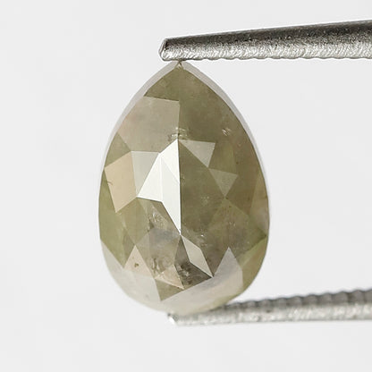 1.46 CT 8.40 MM Greenish Grey Color Pear Cut Natural Loose Rustic Diamond For Engagement Ring
