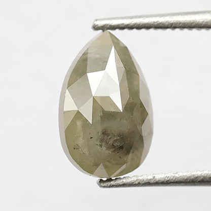 1.46 CT 8.40 MM Greenish Grey Color Pear Cut Natural Loose Rustic Diamond For Engagement Ring