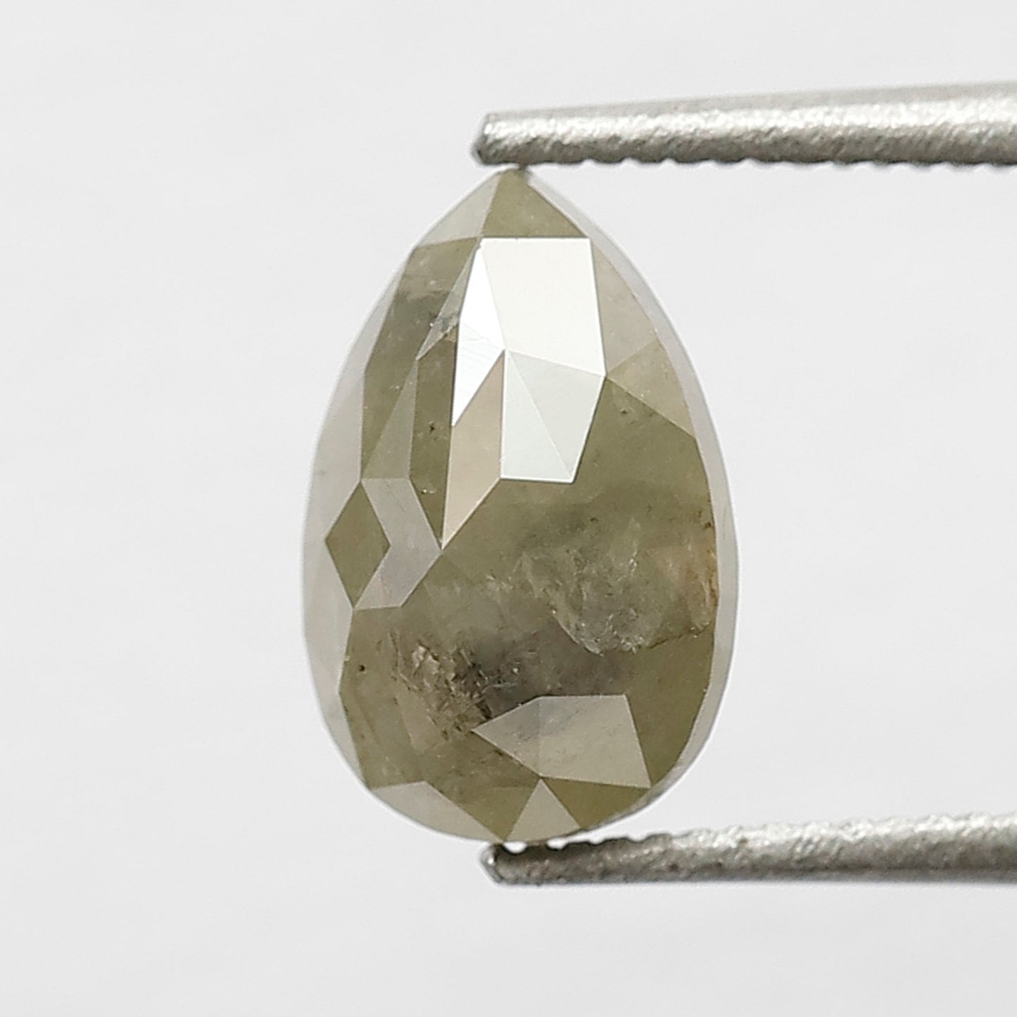 1.46 CT 8.40 MM Greenish Grey Color Pear Cut Natural Loose Rustic Diamond For Engagement Ring