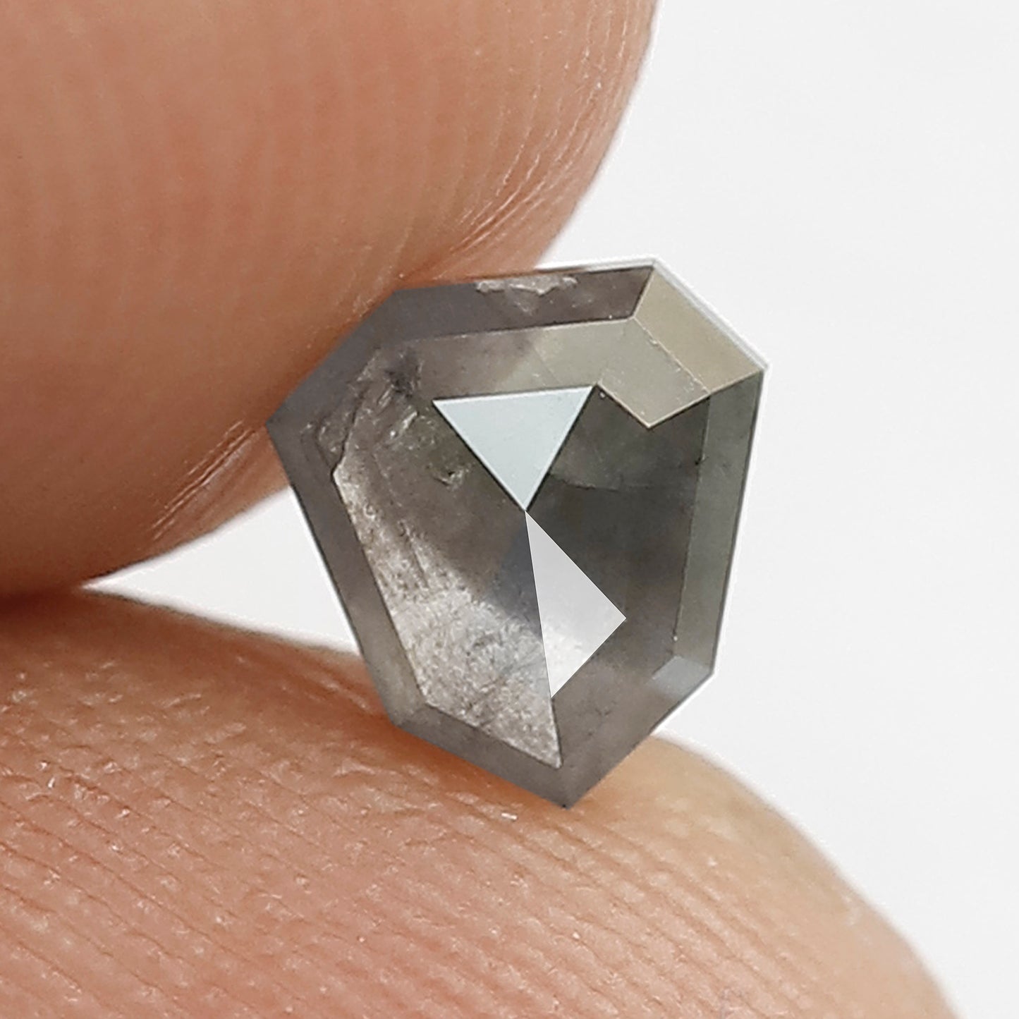0.69 CT Geometric cut Salt and Pepper Diamond, Natural Gray Black Conflict Free Loose Diamond For Custom Jewelry
