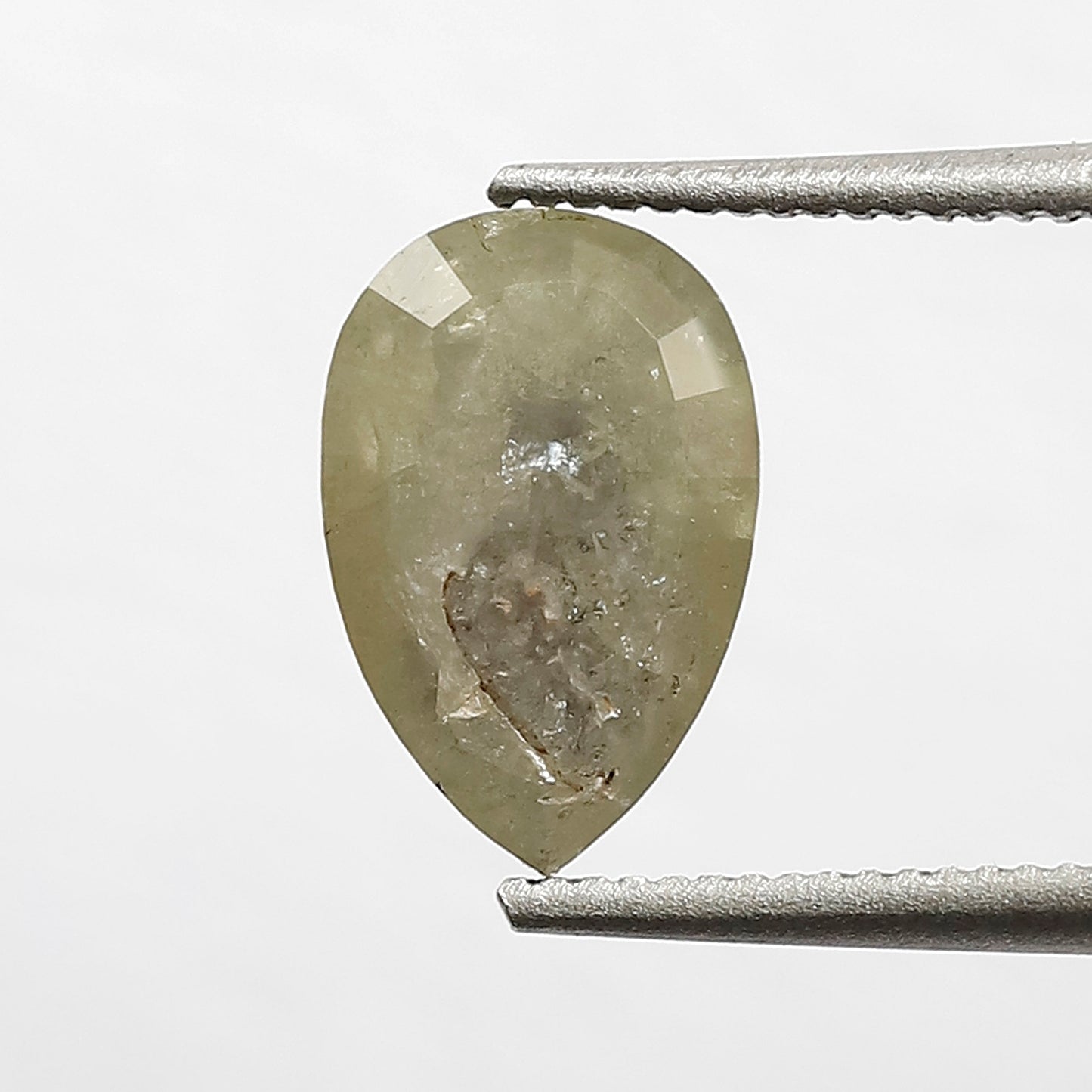 1.46 CT 8.40 MM Greenish Grey Color Pear Cut Natural Loose Rustic Diamond For Engagement Ring