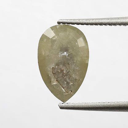 1.46 CT 8.40 MM Greenish Grey Color Pear Cut Natural Loose Rustic Diamond For Engagement Ring