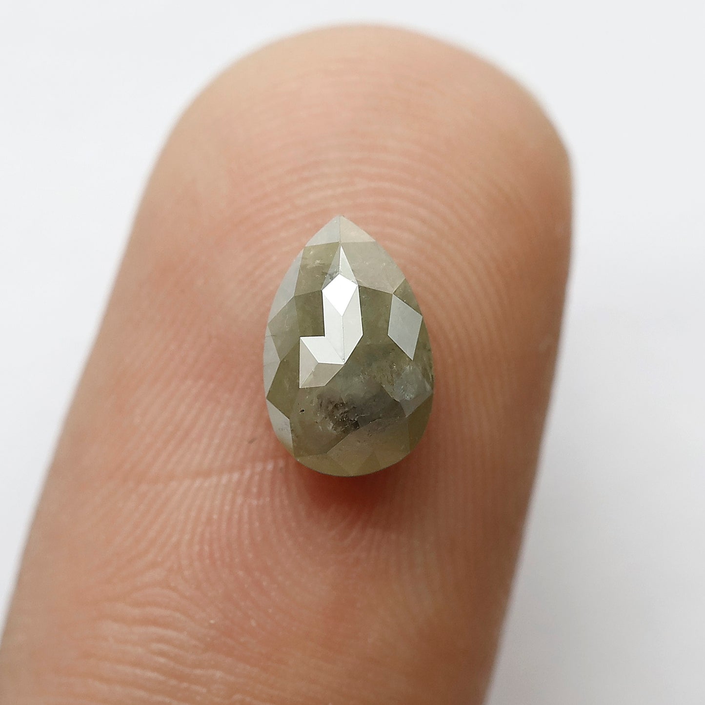 1.46 CT 8.40 MM Greenish Grey Color Pear Cut Natural Loose Rustic Diamond For Engagement Ring
