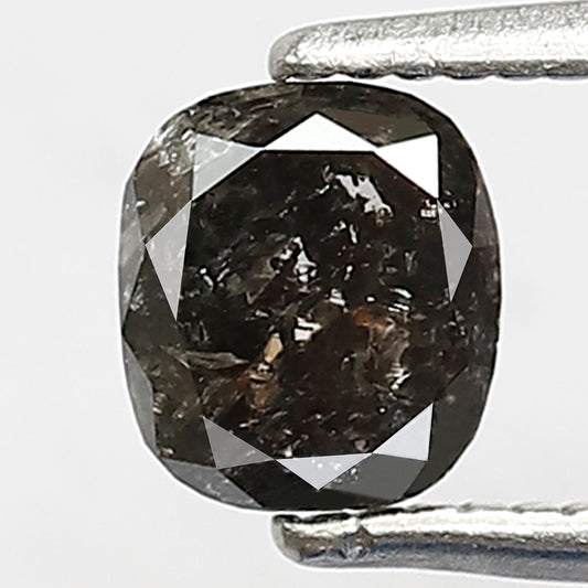 0.75 CT Cushion cut Salt and Pepper Diamond, 5.30 x 4.70 mm Gray Black Loose Earth Mined Diamond For Wedding Ring