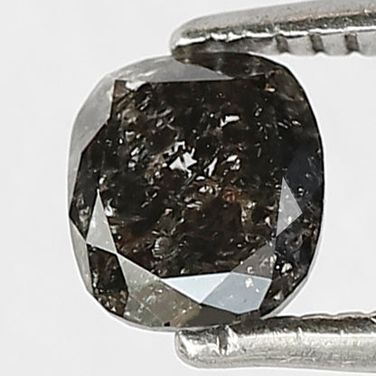 0.75 CT Cushion cut Salt and Pepper Diamond, 5.30 x 4.70 mm Gray Black Loose Earth Mined Diamond For Wedding Ring