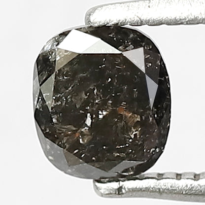 0.75 CT Cushion cut Salt and Pepper Diamond, 5.30 x 4.70 mm Gray Black Loose Earth Mined Diamond For Wedding Ring