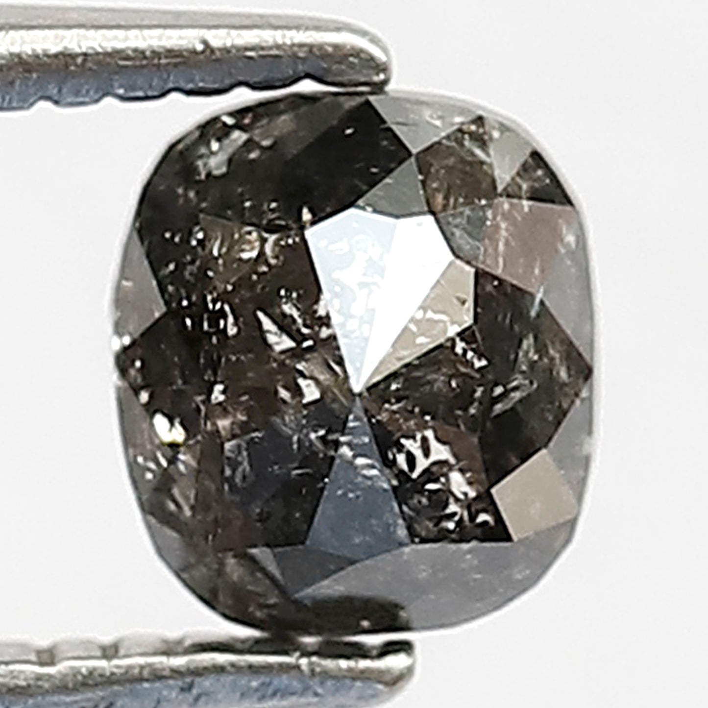 0.75 CT Cushion cut Salt and Pepper Diamond, 5.30 x 4.70 mm Gray Black Loose Earth Mined Diamond For Wedding Ring