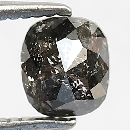 0.75 CT Cushion cut Salt and Pepper Diamond, 5.30 x 4.70 mm Gray Black Loose Earth Mined Diamond For Wedding Ring