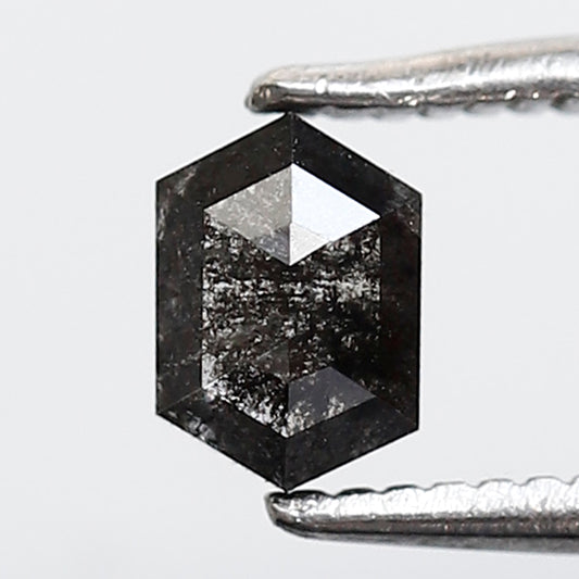 0.50 CT 5 MM Elongated Hexagon Shape Salt and Pepper Diamond Grey Black Color Natural Loose Diamond