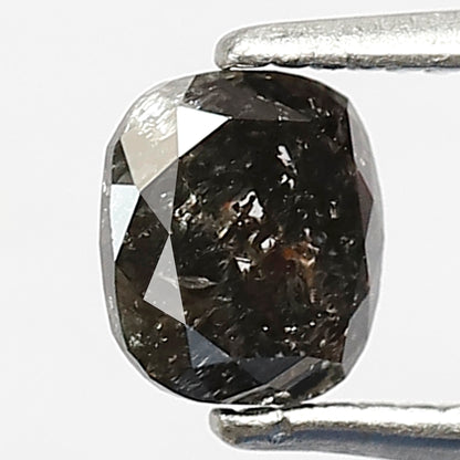 0.75 CT Cushion cut Salt and Pepper Diamond, 5.30 x 4.70 mm Gray Black Loose Earth Mined Diamond For Wedding Ring