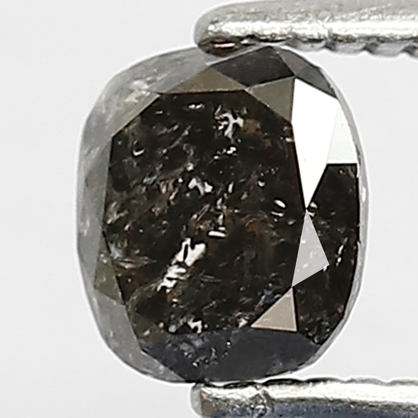 0.75 CT Cushion cut Salt and Pepper Diamond, 5.30 x 4.70 mm Gray Black Loose Earth Mined Diamond For Wedding Ring