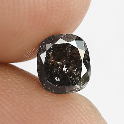 0.75 CT Cushion cut Salt and Pepper Diamond, 5.30 x 4.70 mm Gray Black Loose Earth Mined Diamond For Wedding Ring