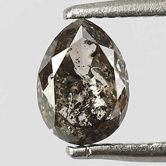 0.84 CT Natural Translucent Grey Black Brownish 6.5 MM Pear Shape Ethically Sourced Salt and Pepper Diamond