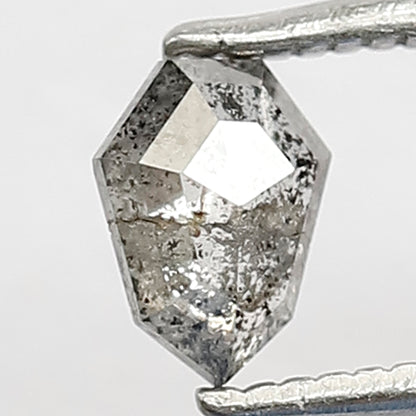 0.45 CT Gray Black Geometric cut Loose Diamond, Natural Salt and Pepper Conflict Free Diamond For Custom Jewelry