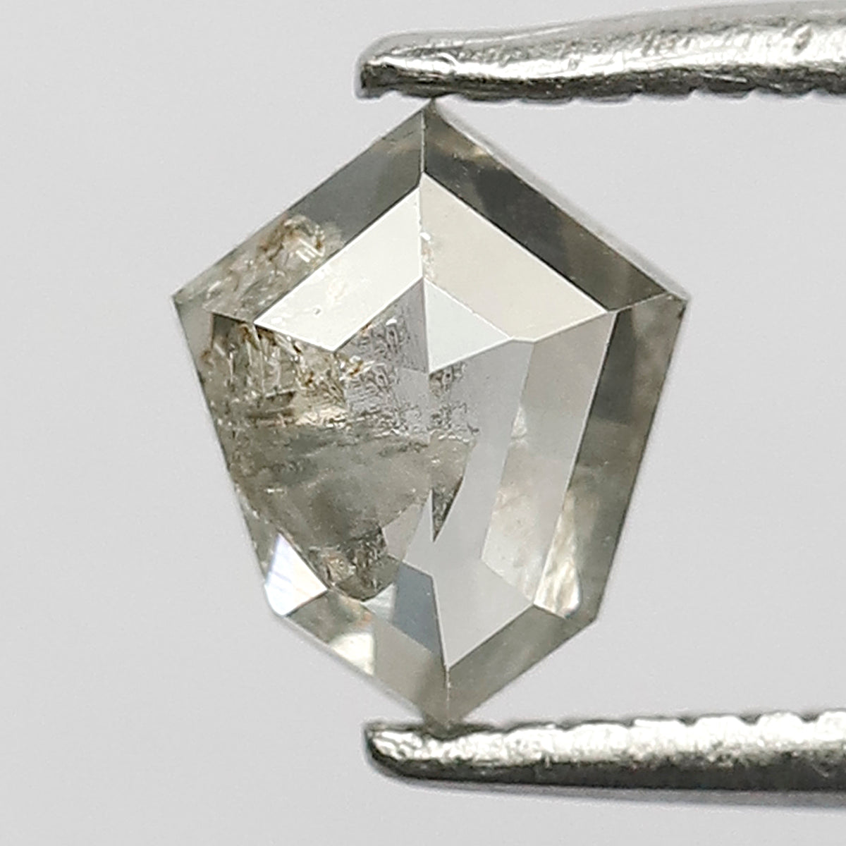 0.75 CT Misty White Transparent Unique Shield Shape Salt and Pepper Diamond Perfect For Making Vintage Jewelry