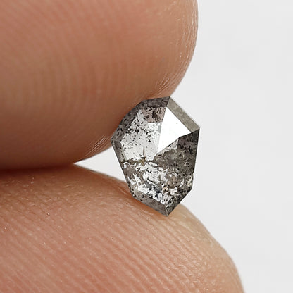 0.45 CT Gray Black Geometric cut Loose Diamond, Natural Salt and Pepper Conflict Free Diamond For Custom Jewelry