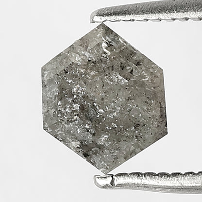 0.92 CT salt and pepper Hexagon diamond loose grey diamond for engagement ring.