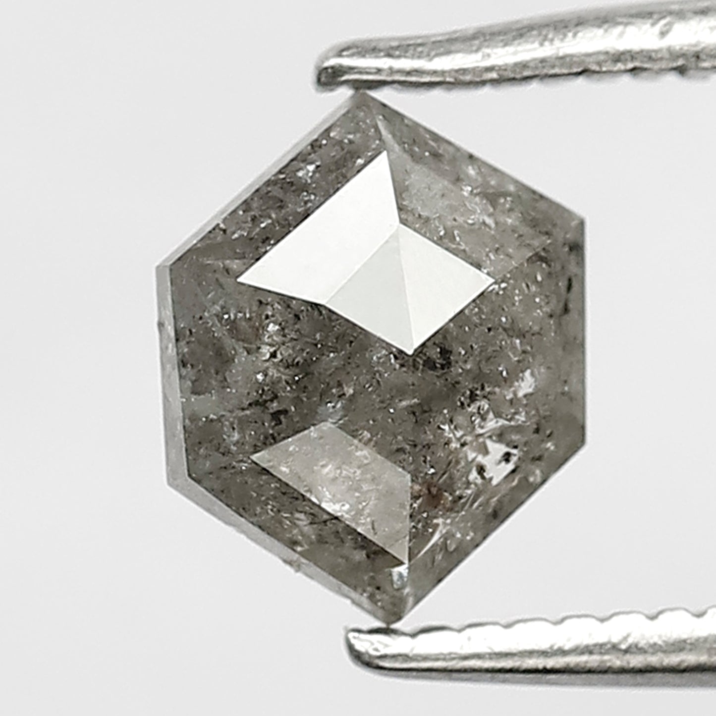 0.92 CT salt and pepper Hexagon diamond loose grey diamond for engagement ring.