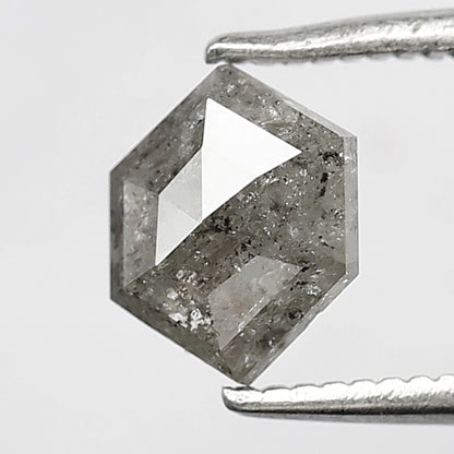 0.92 CT salt and pepper Hexagon diamond loose grey diamond for engagement ring.